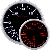 DEPO Racing měřič tlaku Turba -- rozsah 1 bar až +2,0 bar montážní průměr 52 mm -- bílé nebo oranžové osvětlení čísel DEPO Racing měřič tlaku Turba -- rozsah 1 bar až +2,0 bar montážní průměr 52 mm -- bílé nebo oranžové osvětlení čísel