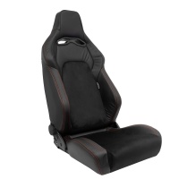 Sportovní sedadlo model VGR Premium černá syntetická kůže / alcantara + červené stehy, sklopné s nastavitelným opěradlem (použitelné na pravou i levou stranu) včetně UNI pojezdů Sportovní sedadlo model VGR Premium černá syntetická kůže / alcantara + červené stehy, sklopné s nastavitelným opěradlem (použitelné na pravou i levou stranu) včetně UNI pojezdů