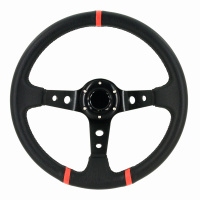 Sportovní volant Deep-dish průměr 350mm - černá umělá kůže, červené doplňky Sportovní volant Deep-dish průměr 350mm - černá umělá kůže, červené doplňky