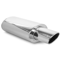 Univerzální koncový tlumič výfuku s leštěnou oválnou koncovkou 115x90 mm, vstup 63 mm Univerzální koncový tlumič výfuku s leštěnou oválnou koncovkou 115x90 mm, vstup 63 mm