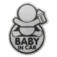 Dekor samolepící BABY IN CAR stříbrný Dekor samolepící BABY IN CAR stříbrný