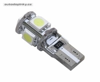Žárovka 5 SMD LED 12V T10 s rezistorem CAN-BUS ready bílá Žárovka 5 SMD LED 12V T10 s rezistorem CAN-BUS ready bílá