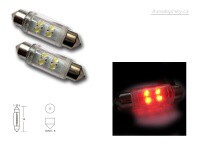 LED žárovky sufit typ T11x39mm (patice SV8.5-8) 4xLED barva osvětlení červená LED žárovky sufit typ T11x39mm (patice SV8.5-8) 4xLED barva osvětlení červená