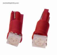 LED žárovka 12V s paticí T5 červená, 1LED/3SMD LED žárovka 12V s paticí T5 červená, 1LED/3SMD