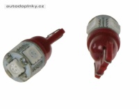 LED žárovka 12V s paticí T10 červená, 5LED/3SMD LED žárovka 12V s paticí T10 červená, 5LED/3SMD