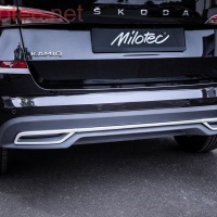 Milotec Dummy – koncovky výfuku s dekor lištou nárazníku, Alu Brush Škoda Kamiq / Kamiq Monte Carlo -- od roku výroby 2019- Milotec Dummy – koncovky výfuku s dekor lištou nárazníku, Alu Brush Škoda Kamiq / Kamiq Monte Carlo -- od roku výroby 2019-