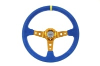 Sportovní volant ProRacing 5125 semiš Blue průměr 35cm (odsazení 8cm), barva modrá/žlutá, materiál ALU/semiš Sportovní volant ProRacing 5125 semiš Blue průměr 35cm (odsazení 8cm), barva modrá/žlutá, materiál ALU/semiš