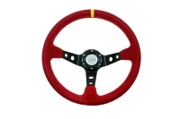 Sportovní volant ProRacing 5125 semiš Red průměr 35cm (odsazení 8cm), barva červená/černá/žlutý proužek, materiál ALU/semiš Sportovní volant ProRacing 5125 semiš Red průměr 35cm (odsazení 8cm), barva červená/černá/žlutý proužek, materiál ALU/semiš
