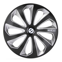 Poklice na kola Sparco 15" model Sicilia (barva černá/stříbrná/carbon) - 4 kusy Poklice na kola Sparco 15" model Sicilia (barva černá/stříbrná/carbon) - 4 kusy
