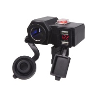USB nabíječka 2x, voltmetr a CL zásuvka voděodolná na motocykl USB nabíječka 2x, voltmetr a CL zásuvka voděodolná na motocykl