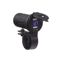 USB nabíječka 2x 4,2A s voltmetrem na motocykl USB nabíječka 2x 4,2A s voltmetrem na motocykl