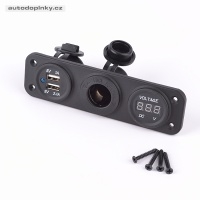 Vestavný USB napájecí adaptér 3-in-1 2xUSB 5V-2,1A a 5V-1A / voltmetr / zdířka pro zapalovač (vstup 12V-24V) 4,2x15x5cm Vestavný USB napájecí adaptér 3-in-1 2xUSB 5V-2,1A a 5V-1A / voltmetr / zdířka pro zapalovač (vstup 12V-24V) 4,2x15x5cm